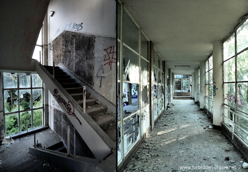 Joseph Lemaire's Sanatorium - (c) Forbidden Places - Sylvain Margaine - 2 - Stairway & corridor.