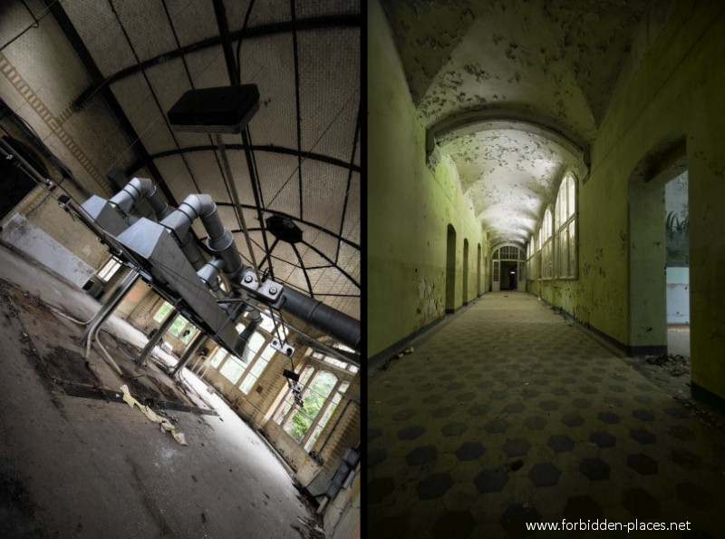 Le Sanatorium de Beelitz-Heilstätten - (c) Forbidden Places - Sylvain Margaine - 14 - La hotte des cuisines et le couloir y menant.