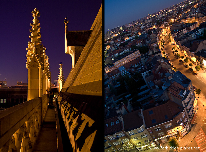 Huit Églises Bruxelloises - (c) Forbidden Places - Sylvain Margaine - 12 - Coursive du Sablon, et le serpent lumineux à Evere, au lever du soleil.